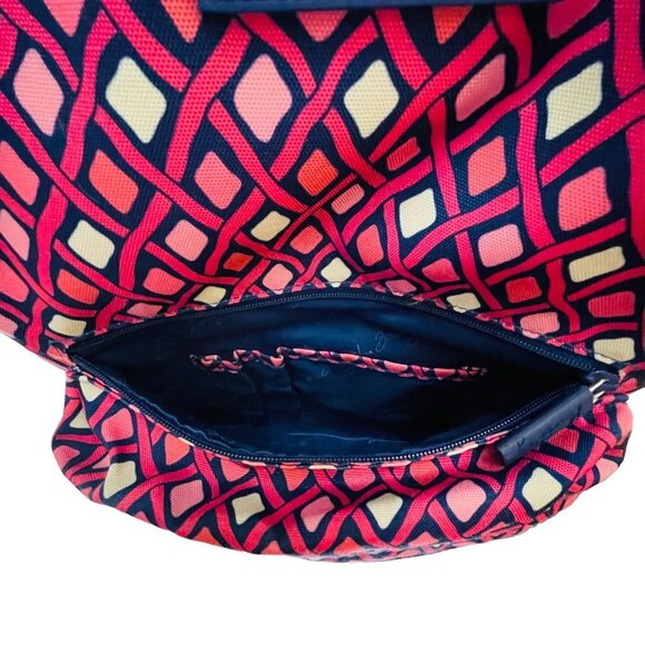 Retired Large Vera Bradley Canvas Backpack Pink Navy Blue 4 Pockets H2O … - Picture 8 of 16